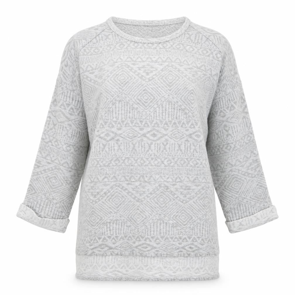 TU Womens Grey Round Neck Geometric Cotton Pullover Jumper Size 8