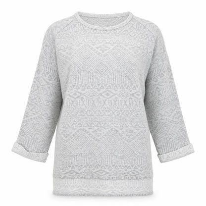 TU Womens Grey Round Neck Geometric Cotton Pullover Jumper Size 8