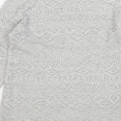 TU Womens Grey Round Neck Geometric Cotton Pullover Jumper Size 8