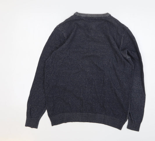 George Mens Blue Cotton Pullover Sweatshirt Size L