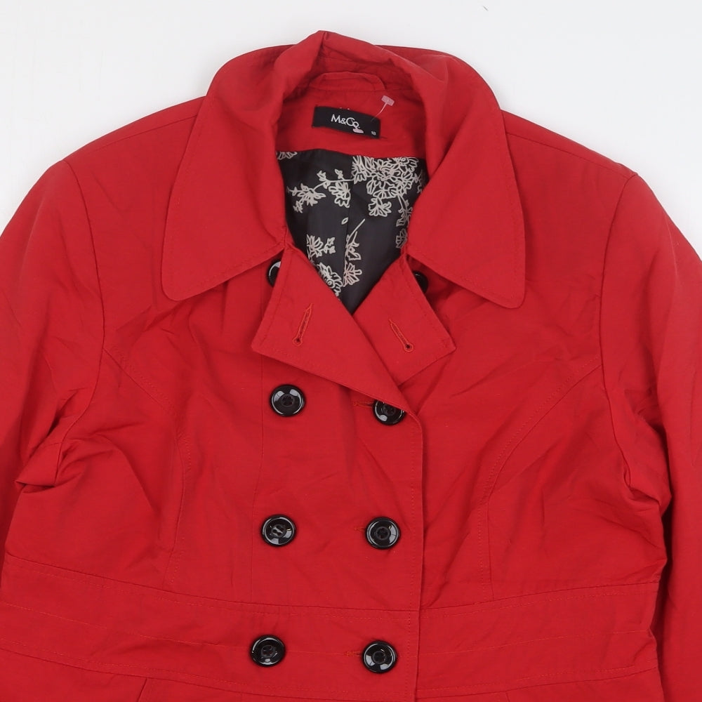 M&Co Womens Red Pea Coat Coat Size 16 Button
