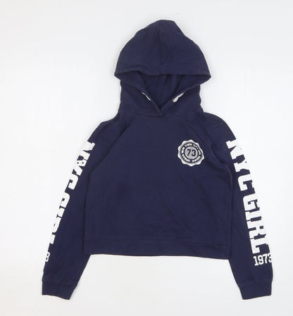 Arizona Boys Blue Cotton Pullover Hoodie Size 12-13 Years Pullover - Cropped. New York