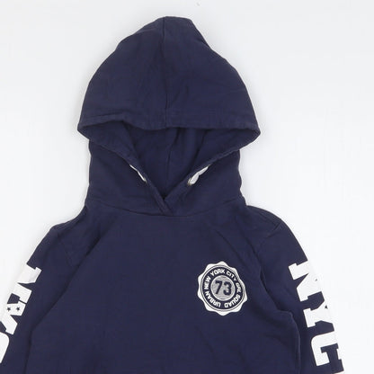 Arizona Boys Blue Cotton Pullover Hoodie Size 12-13 Years Pullover - Cropped. New York