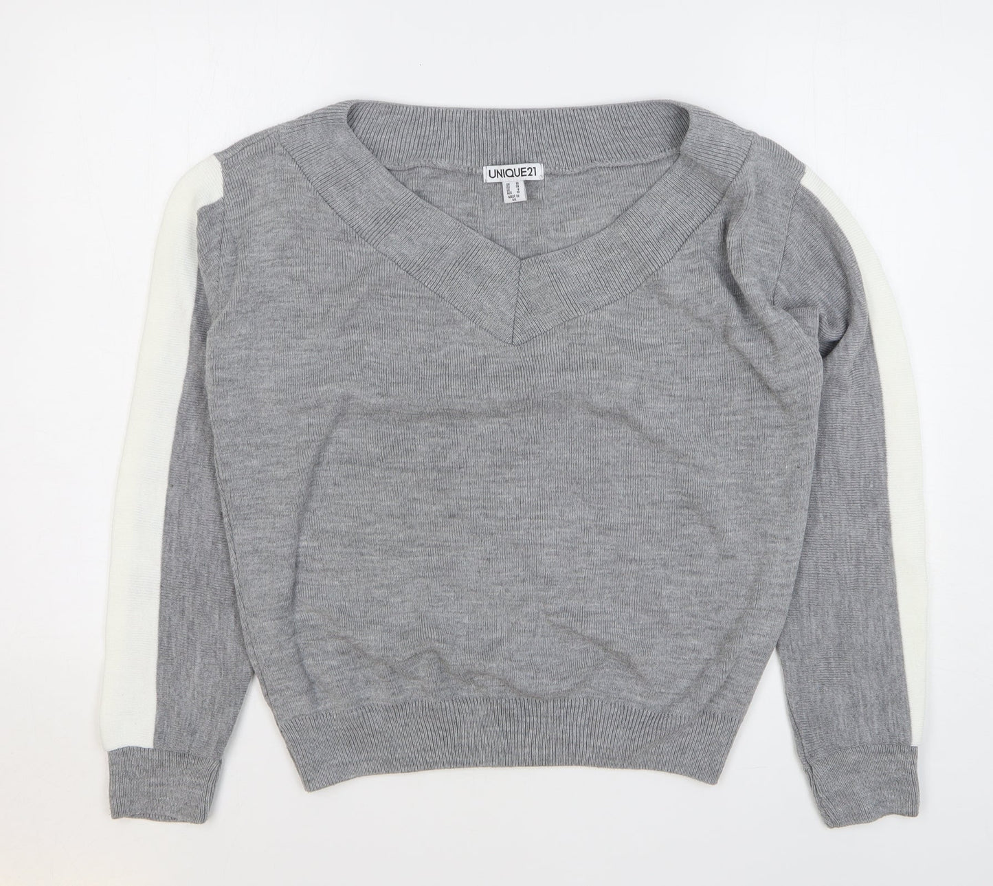 Unique 21 Womens Grey Acrylic Pullover Sweatshirt Size 10 Pullover