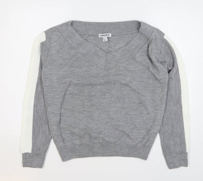 Unique 21 Womens Grey Acrylic Pullover Sweatshirt Size 10 Pullover
