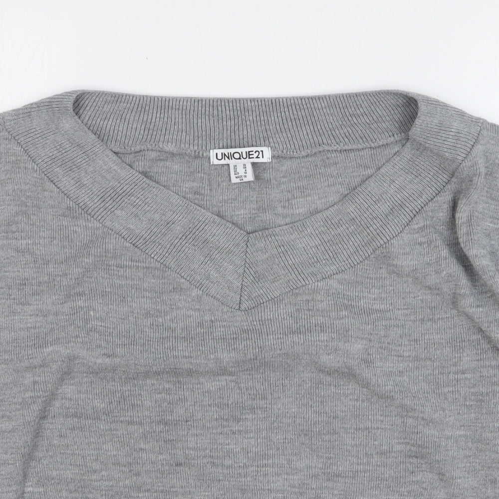 Unique 21 Womens Grey Acrylic Pullover Sweatshirt Size 10 Pullover