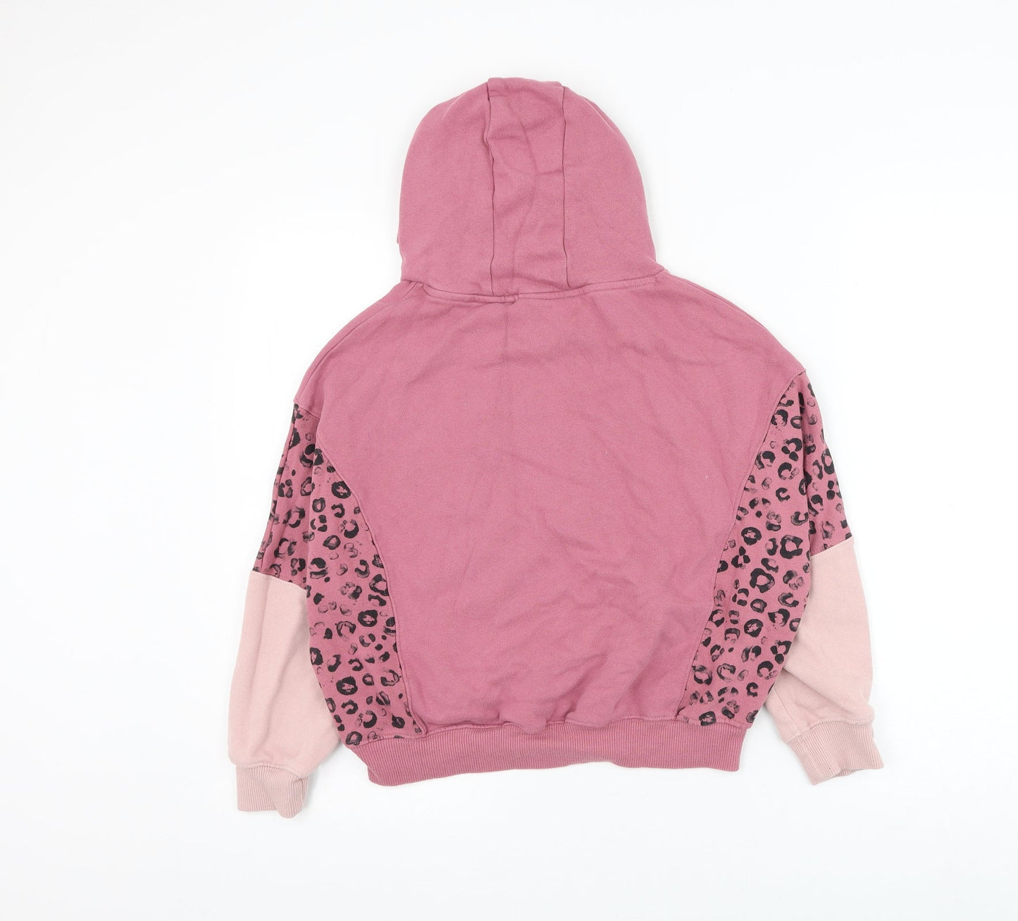 NEXT Girls Pink Animal Print Cotton Pullover Hoodie Size 11 Years Pullover
