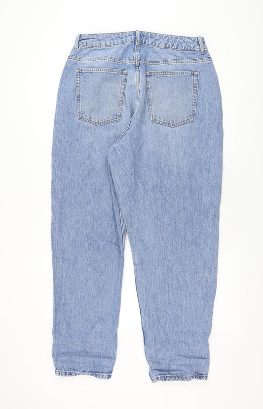 ASOS Womens Blue Cotton Mom Jeans Size 32 in L28 in Regular Zip