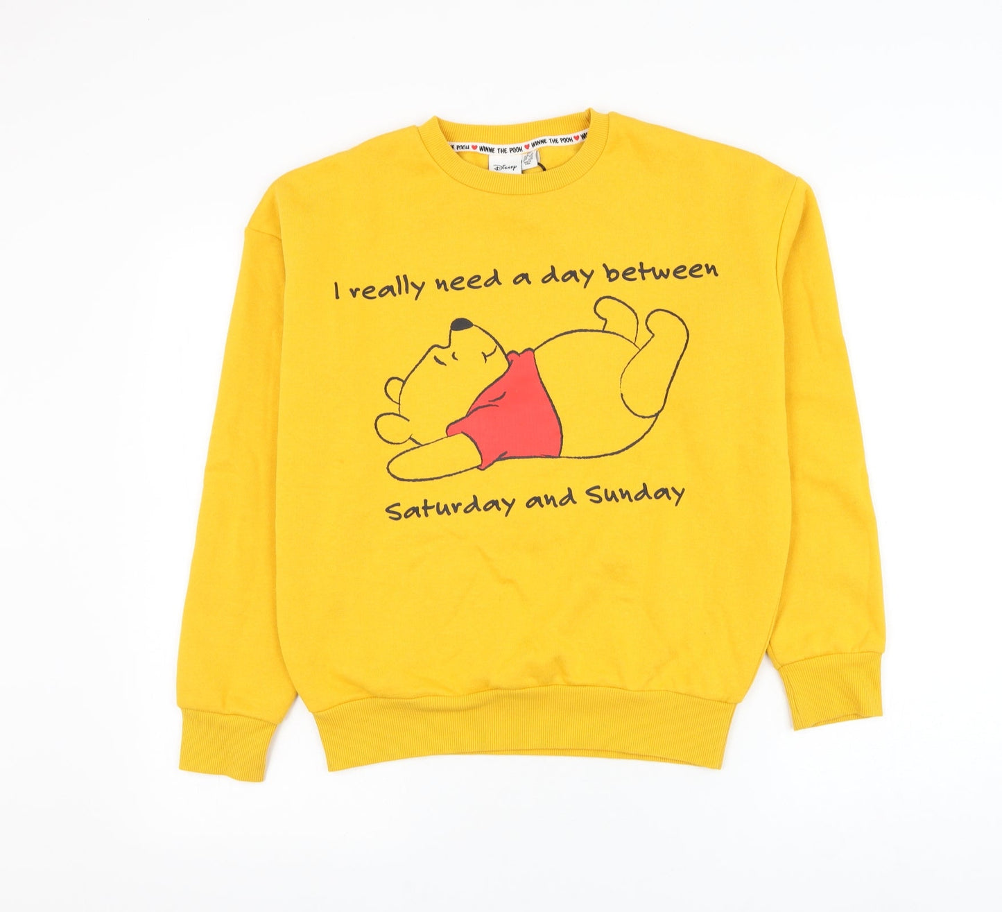 Primark Womens Yellow Cotton Pullover Sweatshirt Size 4 Pullover - Winnie The Pooh