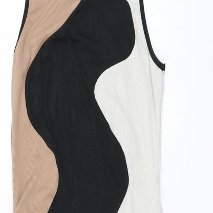 SheIn Womens Multicoloured Geometric Polyester Tank Dress Size L Round Neck Pullover