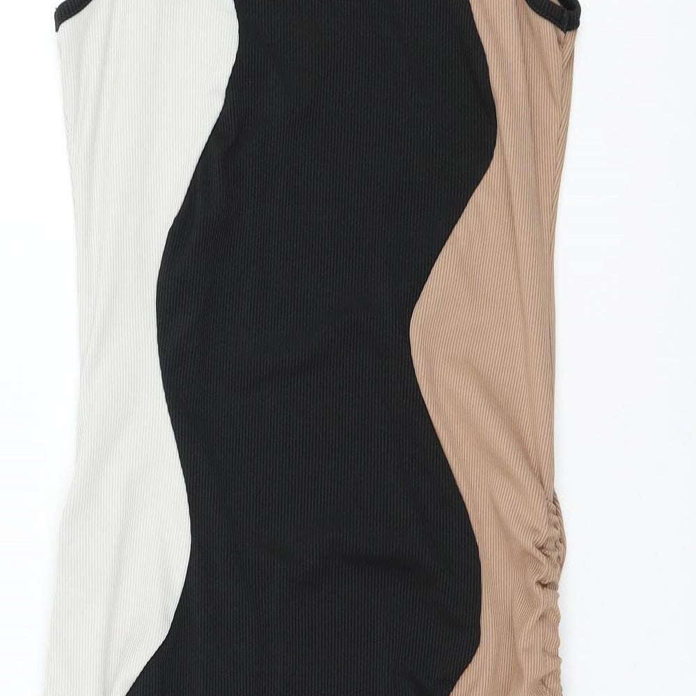 SheIn Womens Multicoloured Geometric Polyester Tank Dress Size L Round Neck Pullover