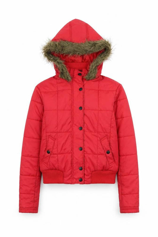 Womens UK Size 8 South Red Quilted Coat