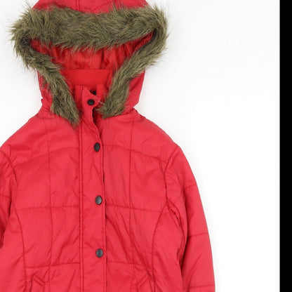 Womens UK Size 8 South Red Quilted Coat