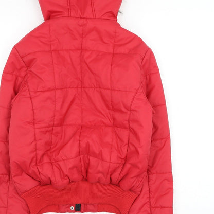 Womens UK Size 8 South Red Quilted Coat