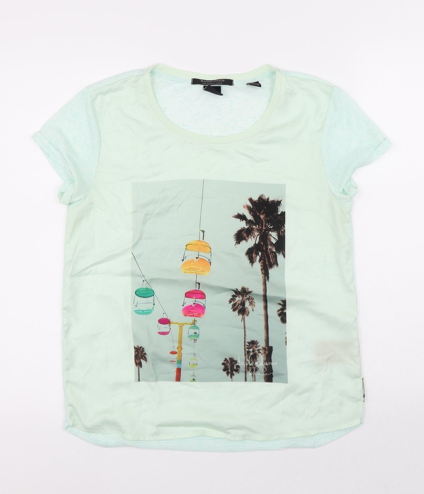 Womens UK Size 4 Maison Scotch Multicoloured Basic T-Shirt
