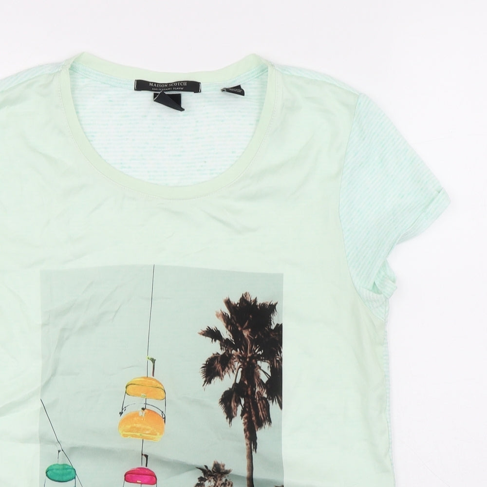 Womens UK Size 4 Maison Scotch Multicoloured Basic T-Shirt