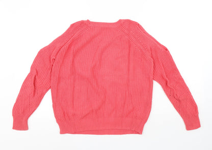 TU Womens Pink Round Neck Cotton Pullover Jumper Size 10