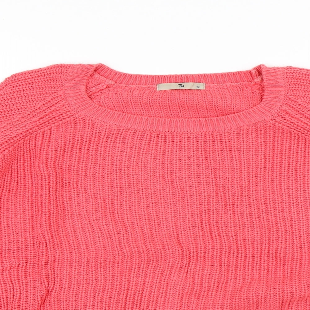 TU Womens Pink Round Neck Cotton Pullover Jumper Size 10
