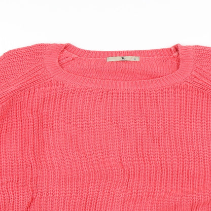 TU Womens Pink Round Neck Cotton Pullover Jumper Size 10