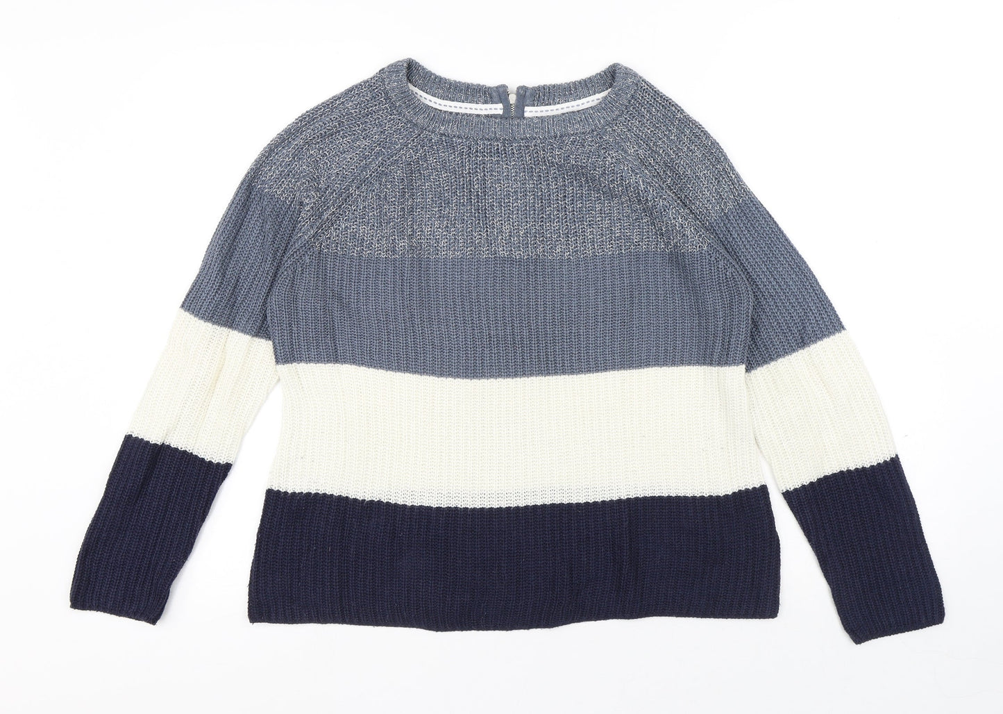 Papaya Mens Multicoloured Round Neck Striped Acrylic Pullover Jumper Size S