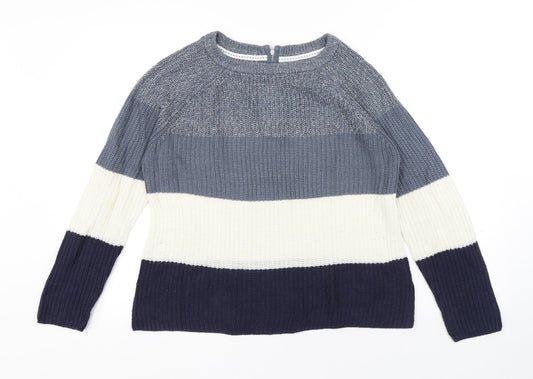 Papaya Mens Multicoloured Round Neck Striped Acrylic Pullover Jumper Size S