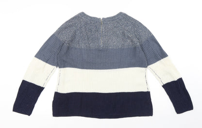 Papaya Mens Multicoloured Round Neck Striped Acrylic Pullover Jumper Size S