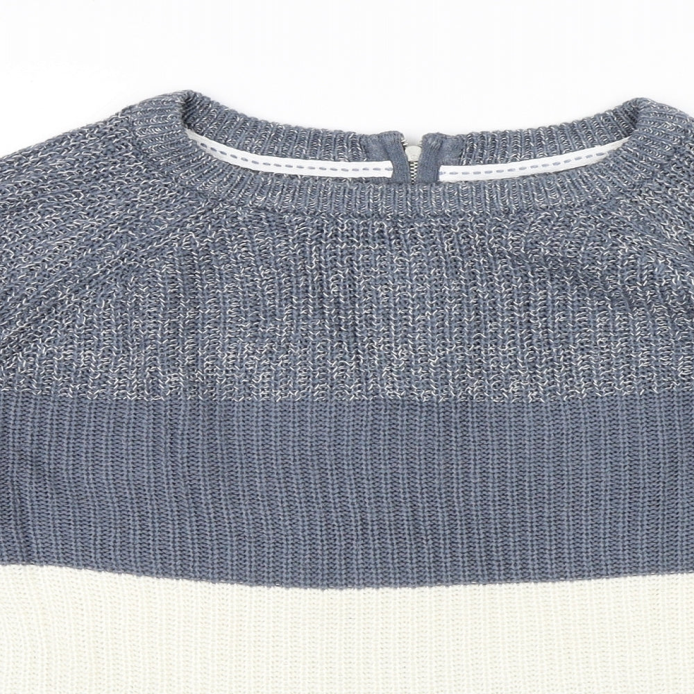 Papaya Mens Multicoloured Round Neck Striped Acrylic Pullover Jumper Size S