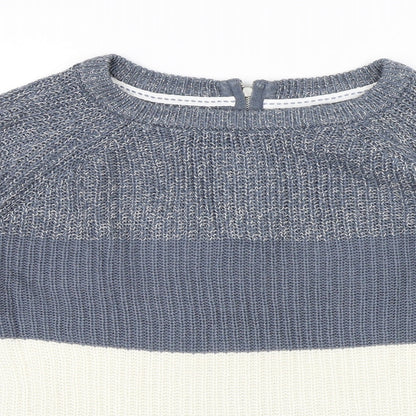 Papaya Mens Multicoloured Round Neck Striped Acrylic Pullover Jumper Size S