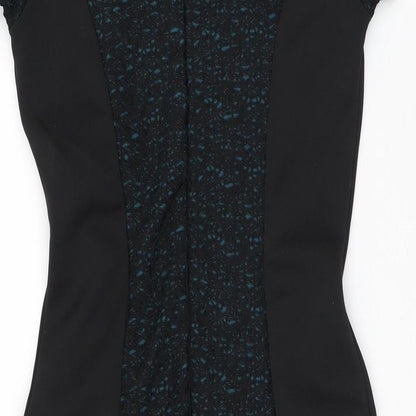 Miss Selfridge Womens Black Geometric Polyester A-Line Size 10 Round Neck Zip