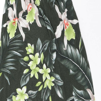 Oasis Womens Green Floral Viscose A-Line Size XS Off the Shoulder - Flowers