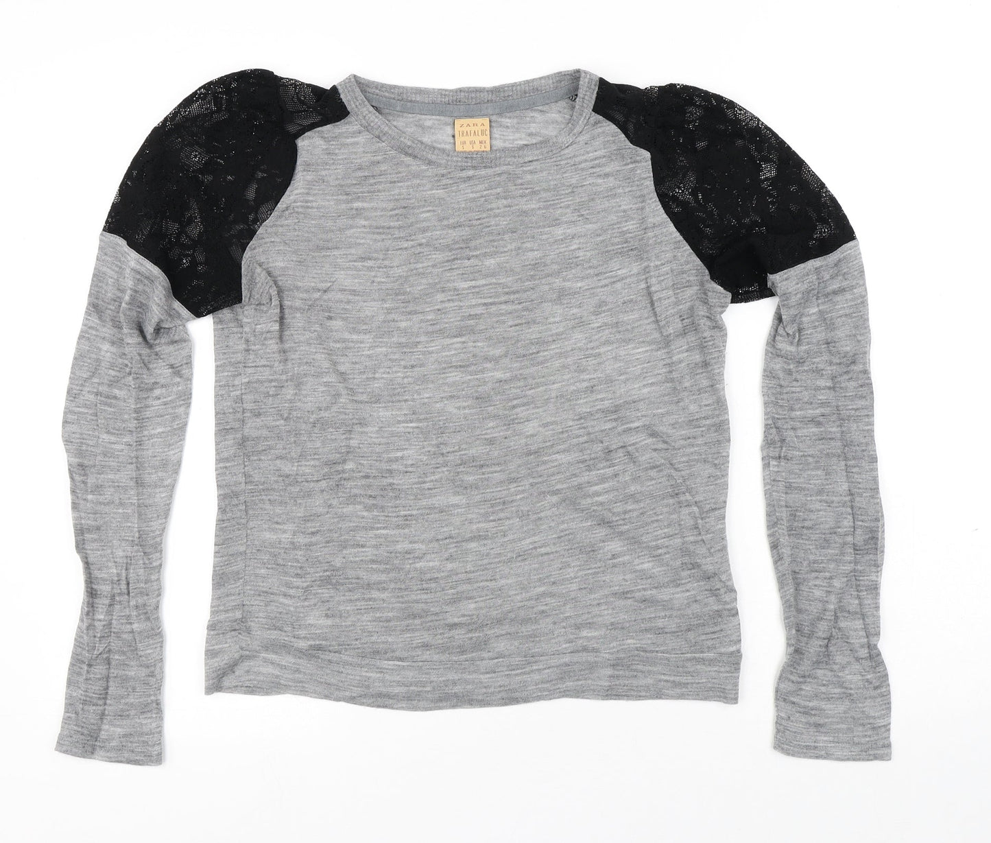 Womens UK Size S Zara Grey Basic T-Shirt