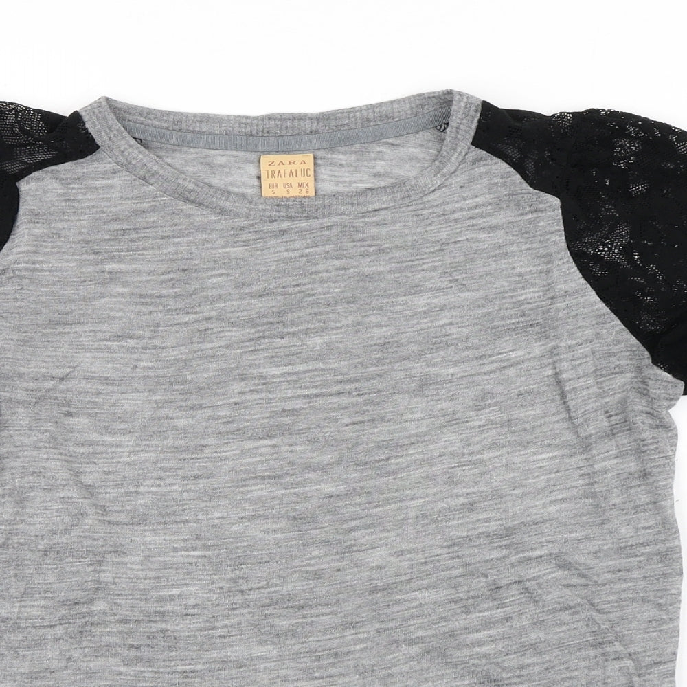 Womens UK Size S Zara Grey Basic T-Shirt