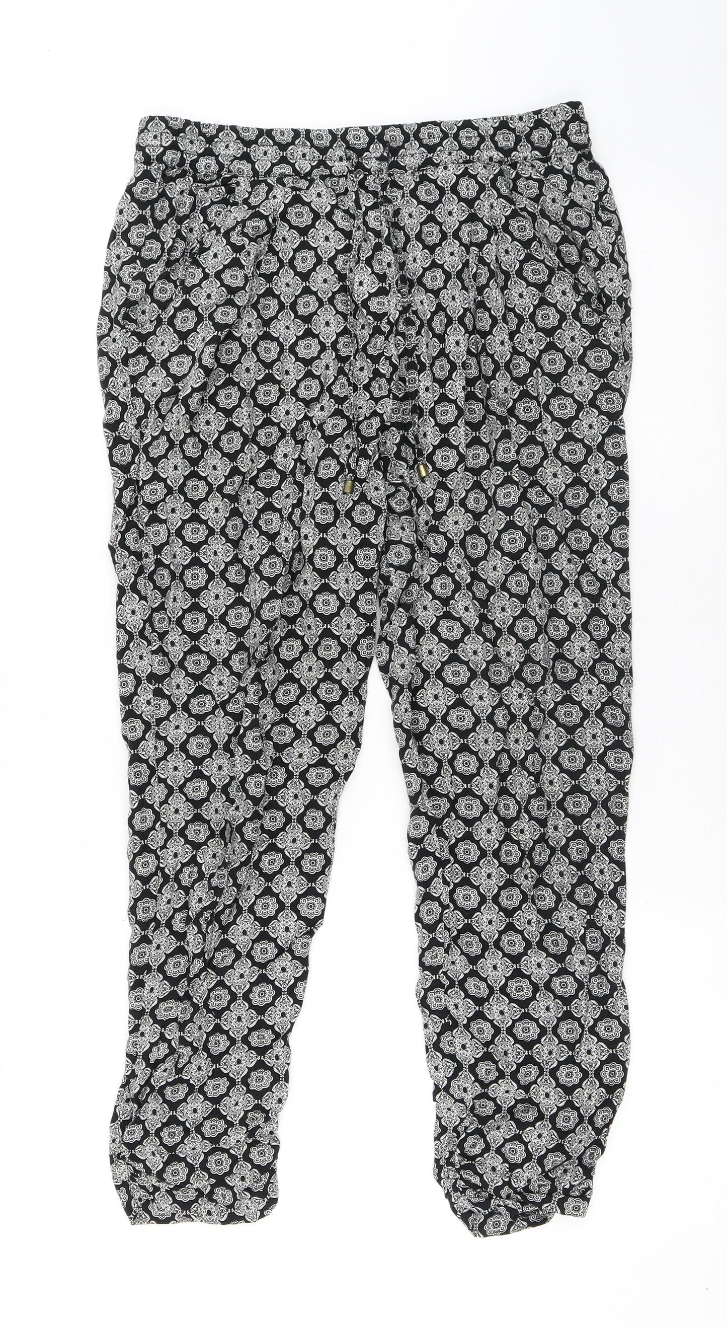 BAF Womens Multicoloured Geometric Viscose Trousers Size 10 L27 in Regular