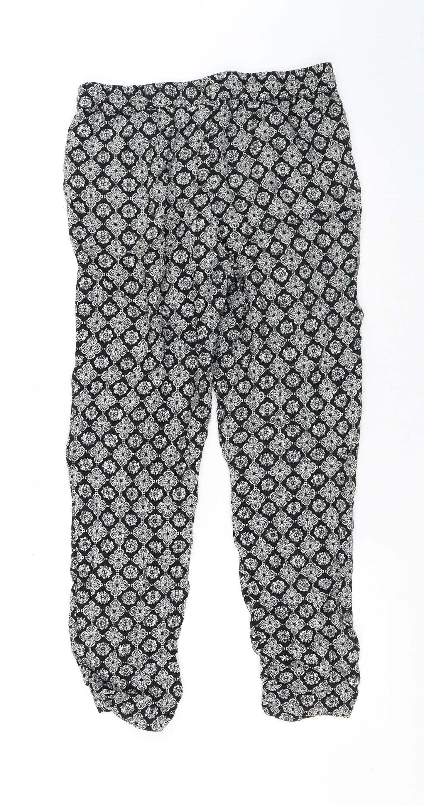 BAF Womens Multicoloured Geometric Viscose Trousers Size 10 L27 in Regular