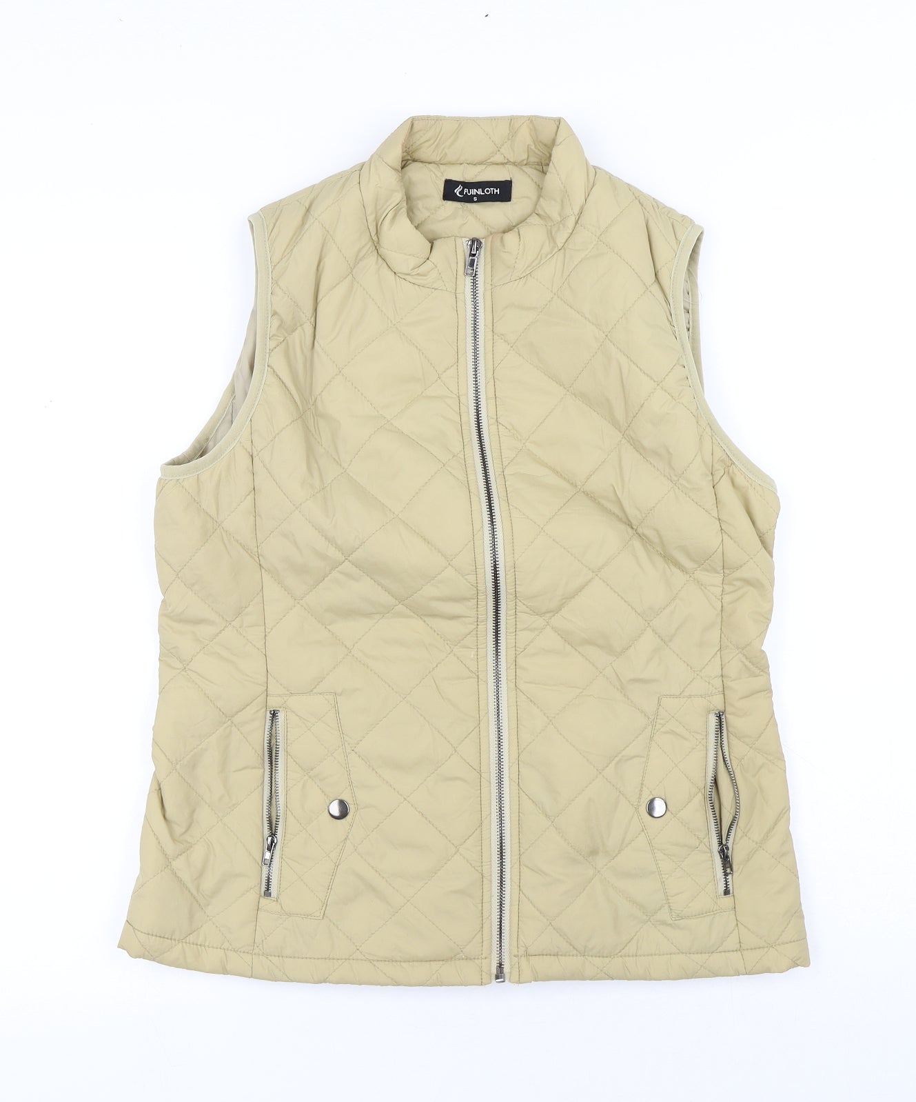 Fuinloth Womens Beige Puffer Jacket Coat Size S Zip