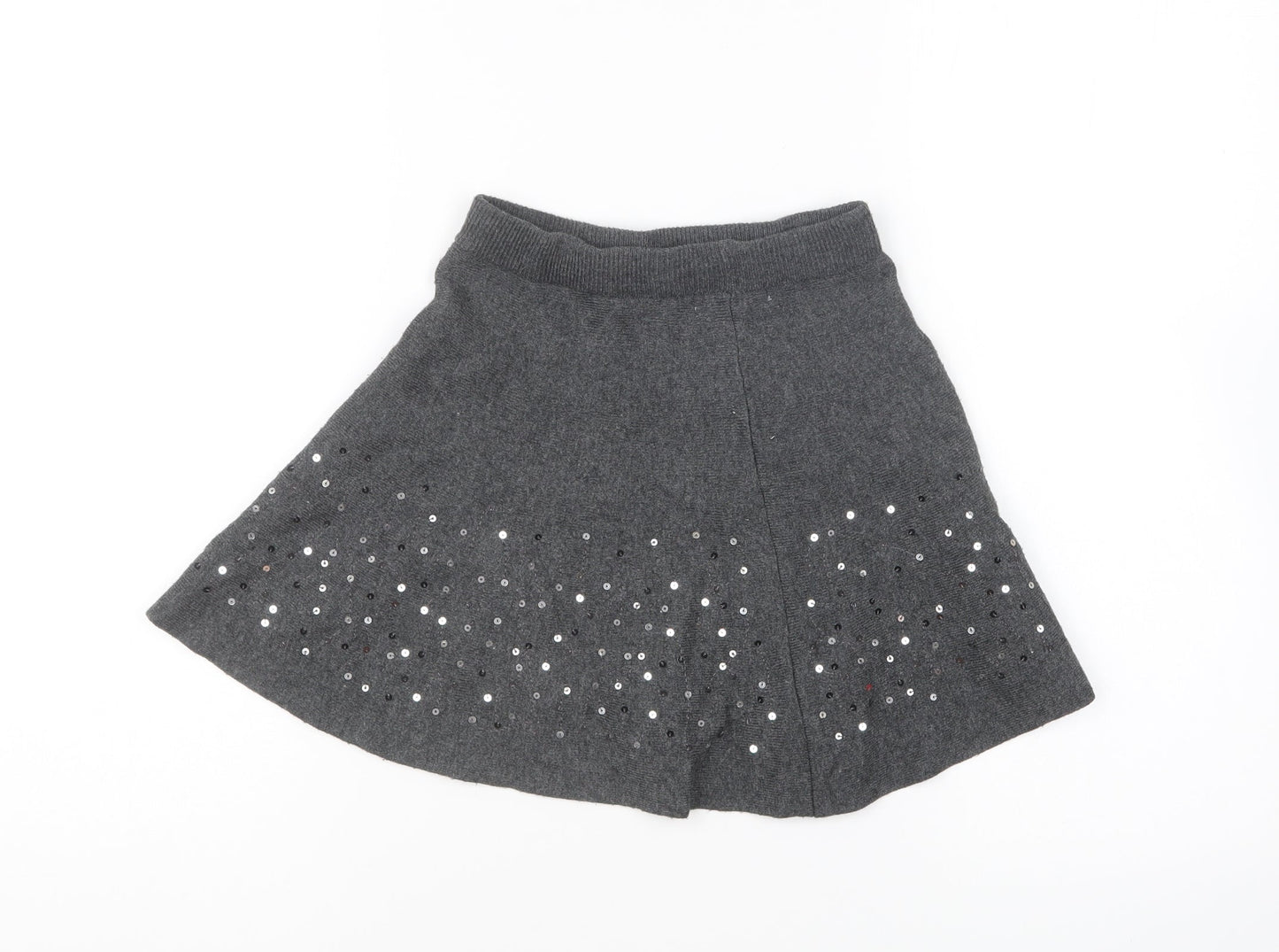 Primark Girls Grey Polyester Skater Skirt Size 5-6 Years Regular Pull On