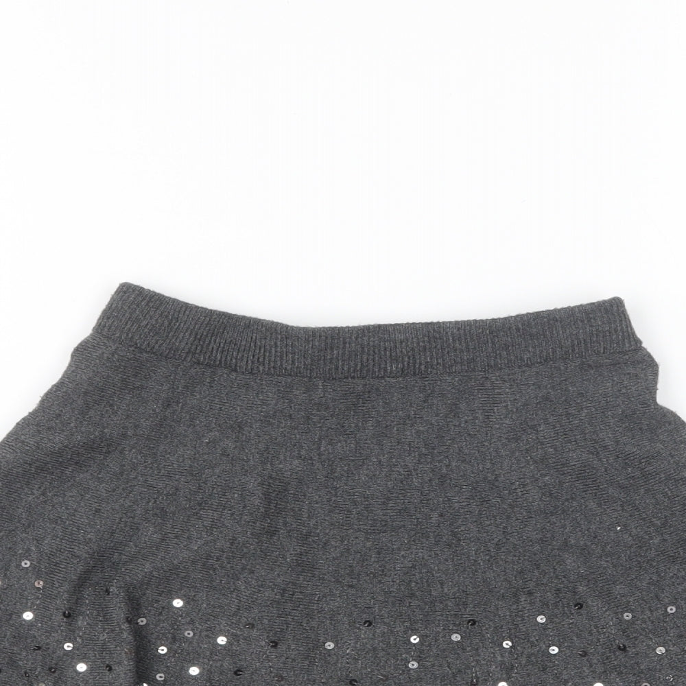 Primark Girls Grey Polyester Skater Skirt Size 5-6 Years Regular Pull On