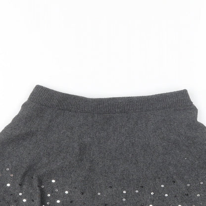 Primark Girls Grey Polyester Skater Skirt Size 5-6 Years Regular Pull On