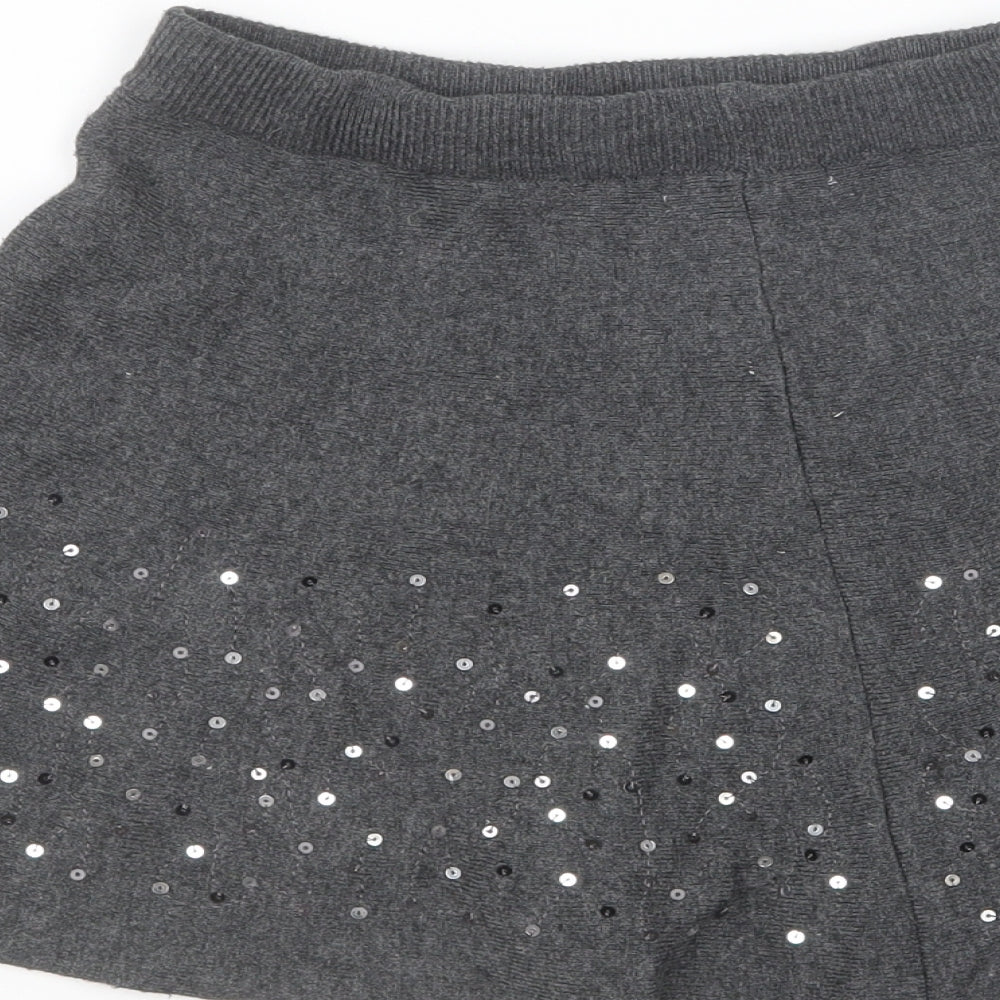 Primark Girls Grey Polyester Skater Skirt Size 5-6 Years Regular Pull On