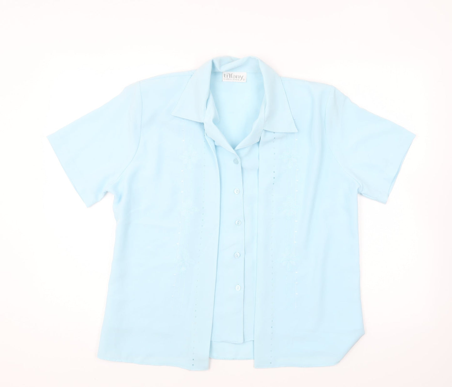 Womens UK Size 12 Tiffany Blue Basic Button-Up