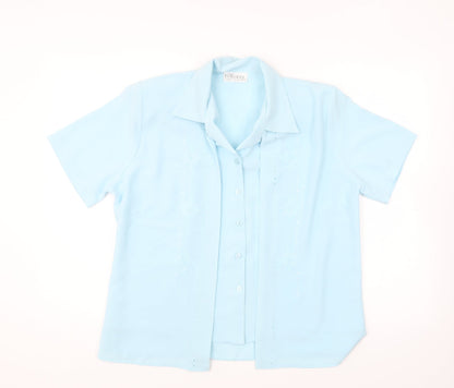 Womens UK Size 12 Tiffany Blue Basic Button-Up