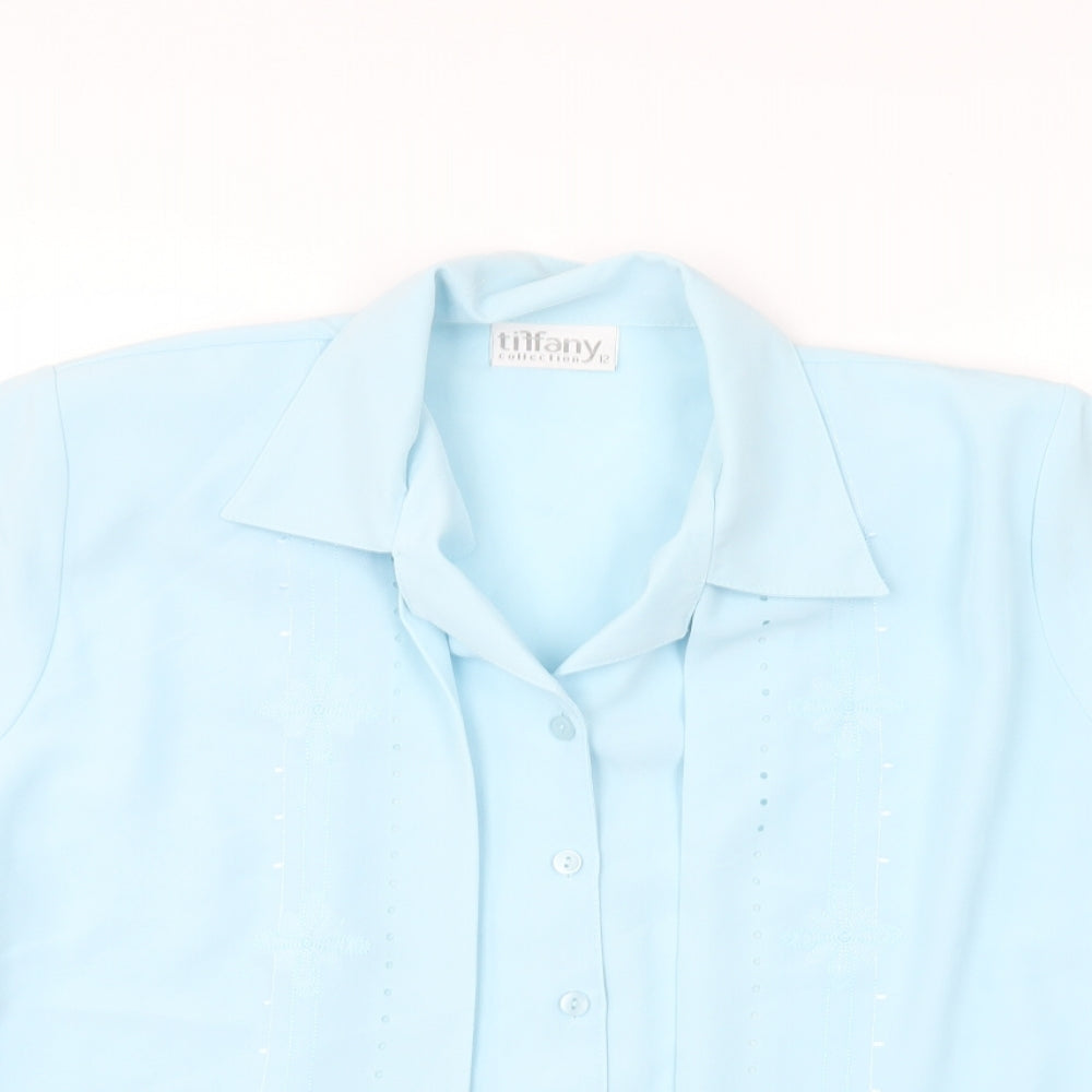 Womens UK Size 12 Tiffany Blue Basic Button-Up