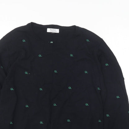 Galeries Lafayette Womens Blue Round Neck Geometric Cotton Pullover Jumper Size S