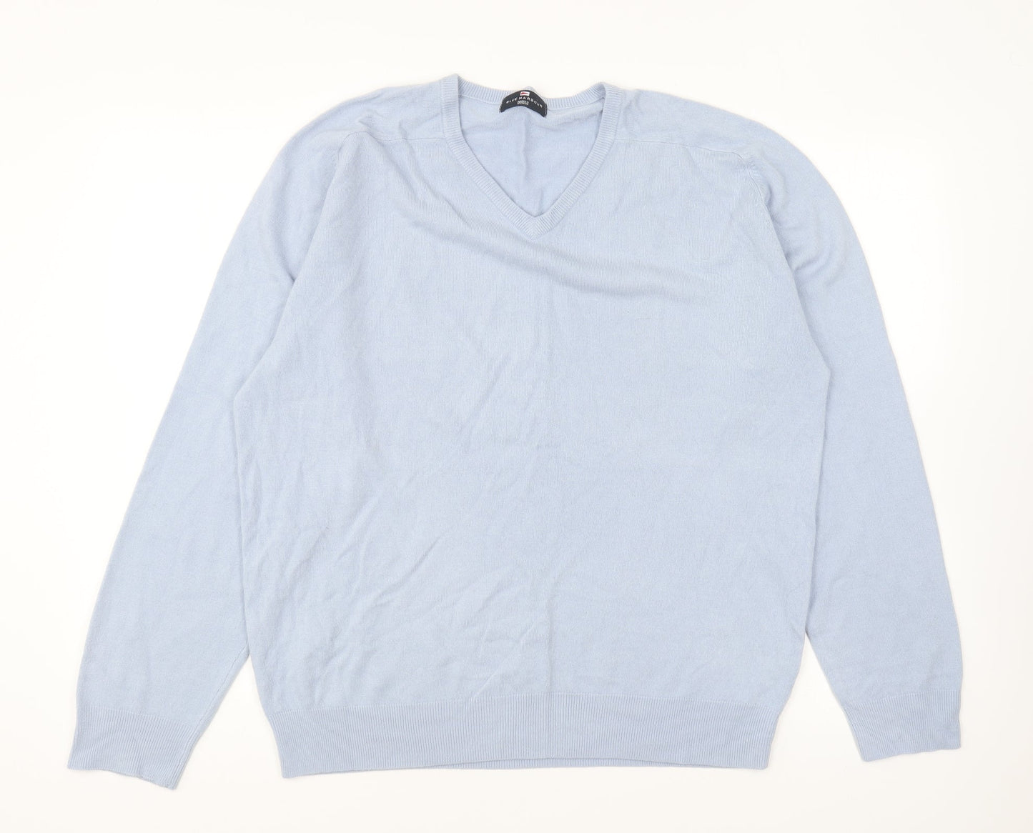 Marks and Spencer Mens Blue V-Neck Acrylic Pullover Jumper Size L