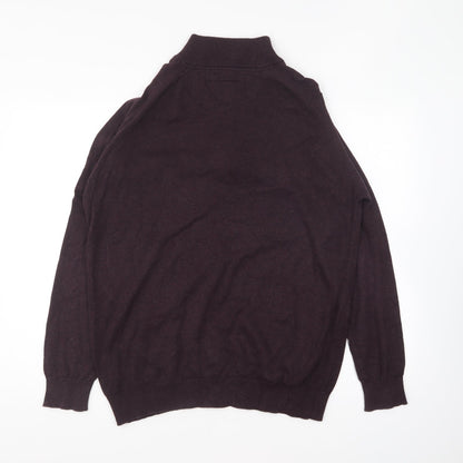 Threadbare Mens Purple Collared Cotton Pullover Jumper Size L