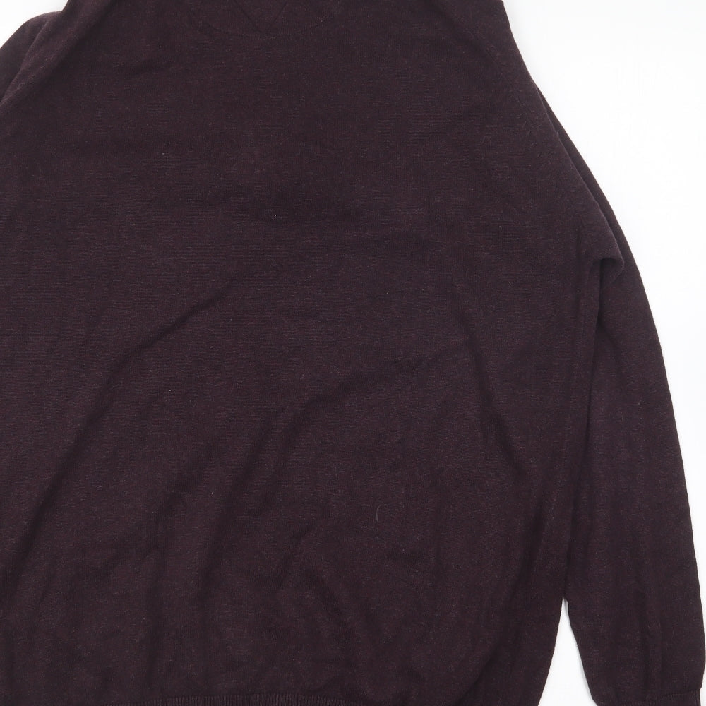 Threadbare Mens Purple Collared Cotton Pullover Jumper Size L