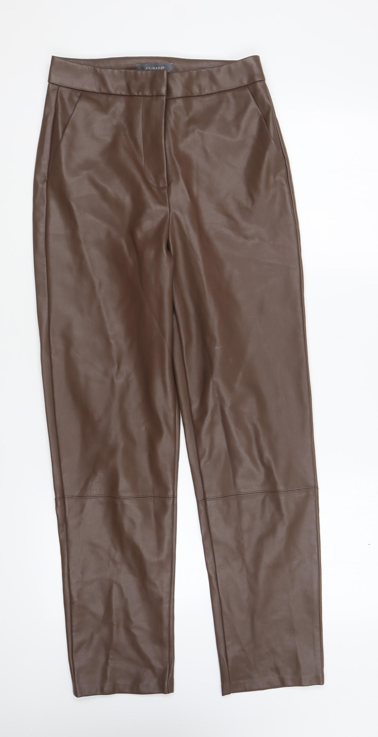 Primark Womens Brown Polyester Trousers Size 8 L25 in Regular Button