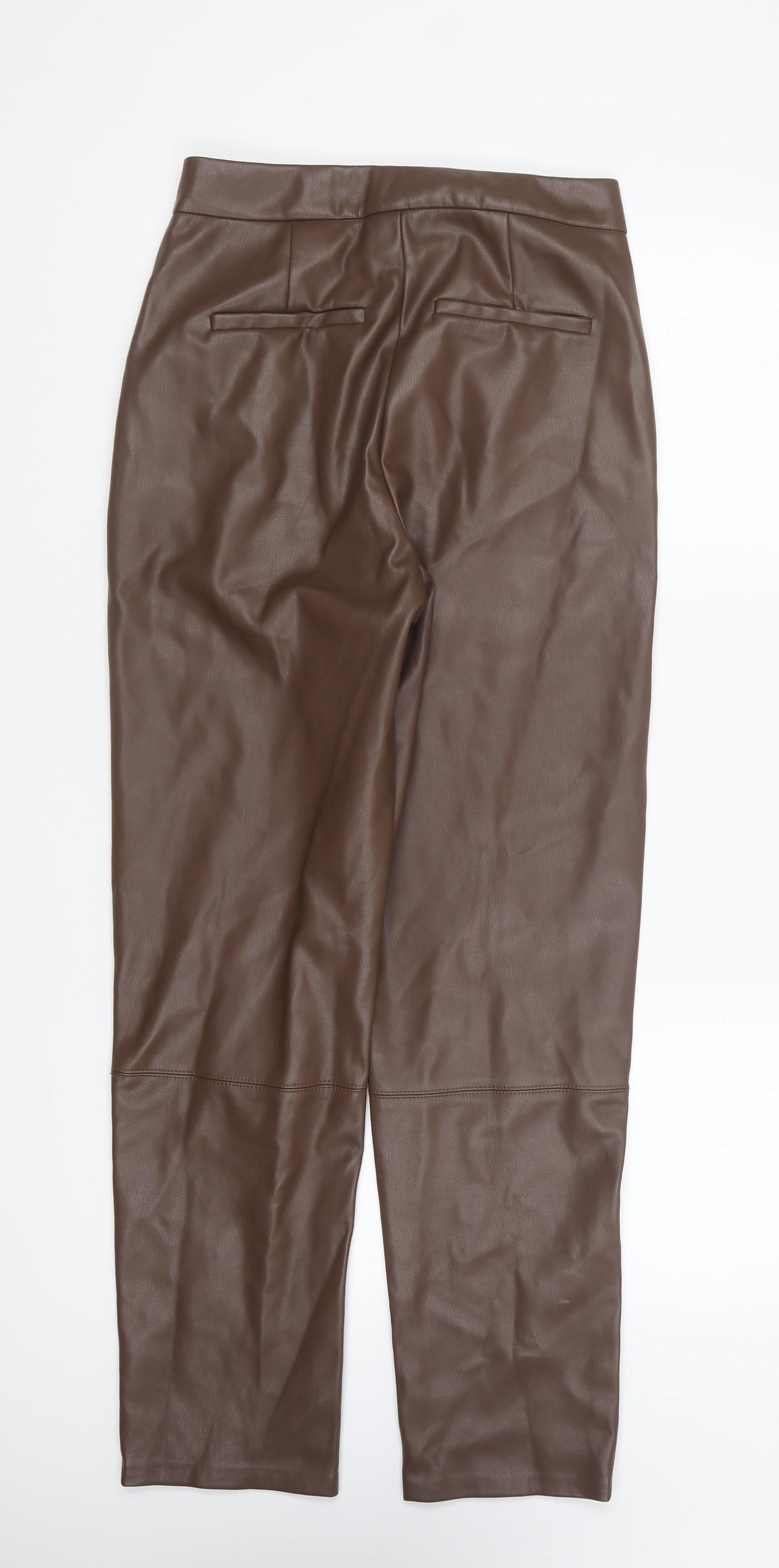 Primark Womens Brown Polyester Trousers Size 8 L25 in Regular Button