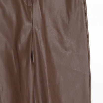 Primark Womens Brown Polyester Trousers Size 8 L25 in Regular Button