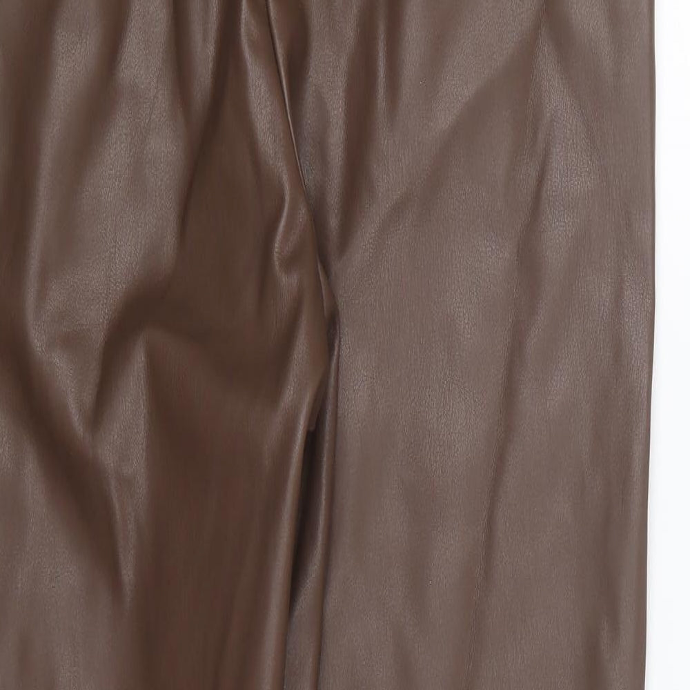 Primark Womens Brown Polyester Trousers Size 8 L25 in Regular Button